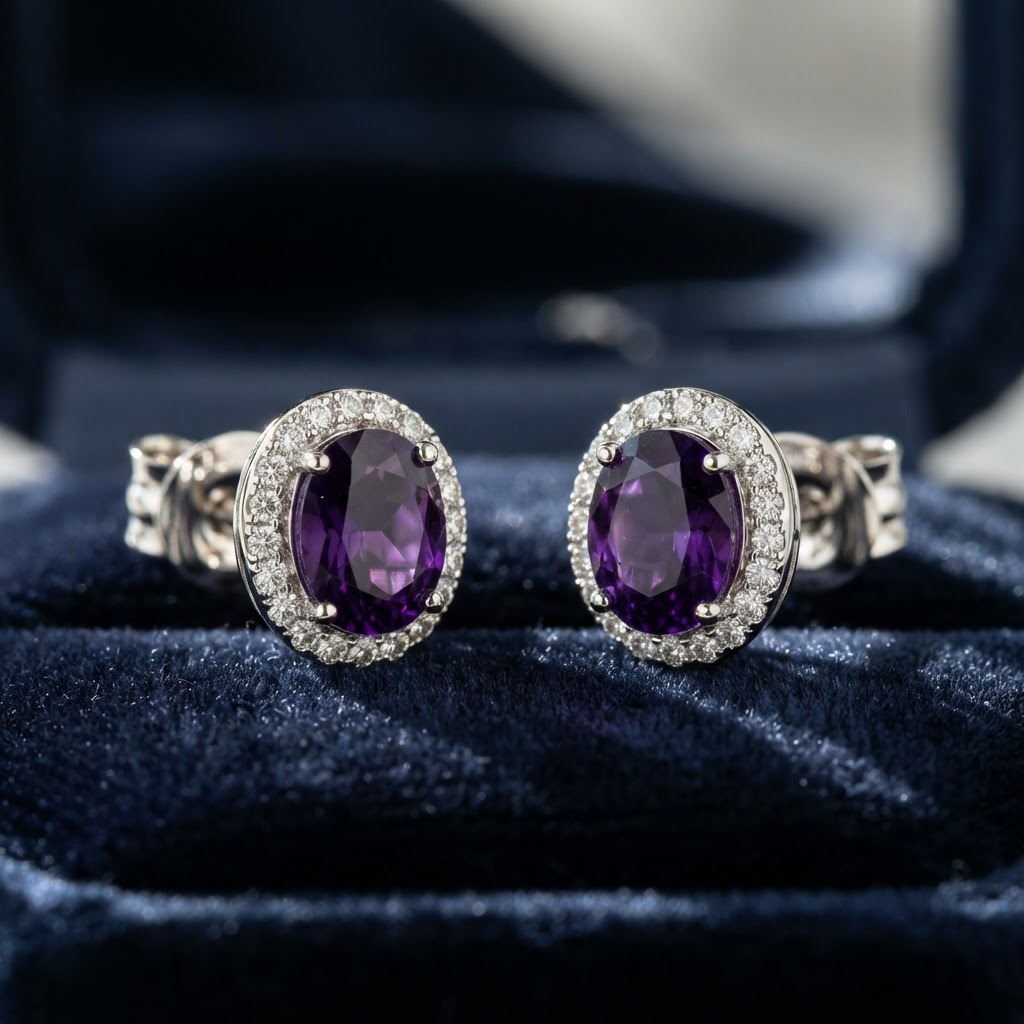 Deep Purple Amethyst Earrings