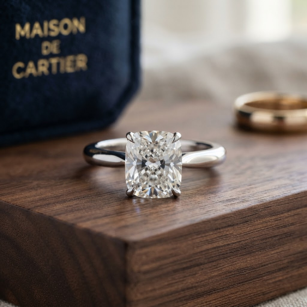 Platinum Cushion Cut Ring